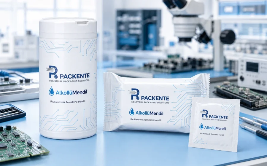 Elektronik ve teknik parçalarda IPA mendil kullanımını temsil eden görsel