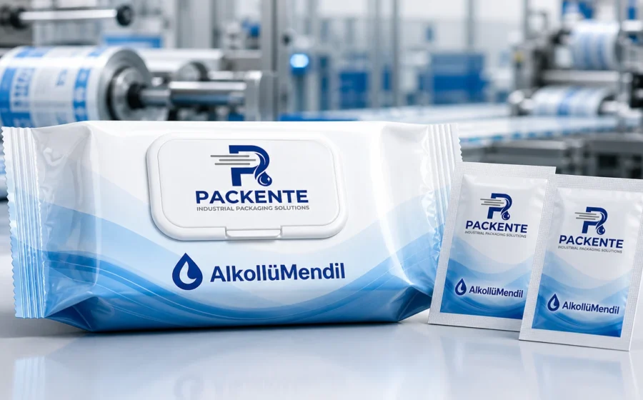 Flowpack ambalajlı alkollü mendil ürün görseli